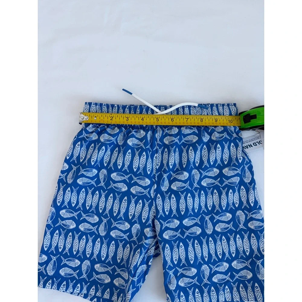 Old Navy Boys Blue White Fish Print Swim Trunks UPF 50 Size 5T NEW